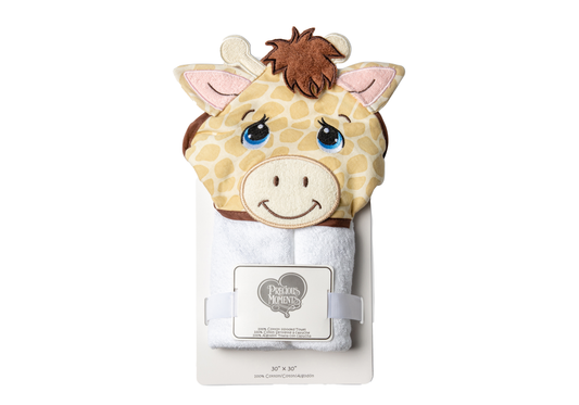  Precious Moments Giraffe Hooded Towel. Made of soft, absorbent 100% cotton, it's perfect for after bath time. 30" x 30"   