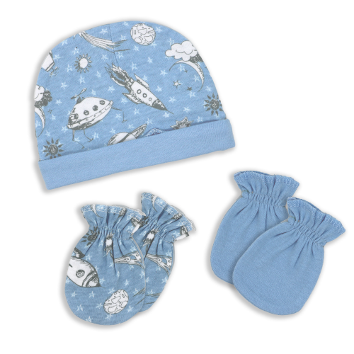 Necessities by Tendertyme-Hat with scratch mitts set 100% Cotton  Perfect for ages 0-6 months  Set Includes: 1 hat and 2 pairs of mitts