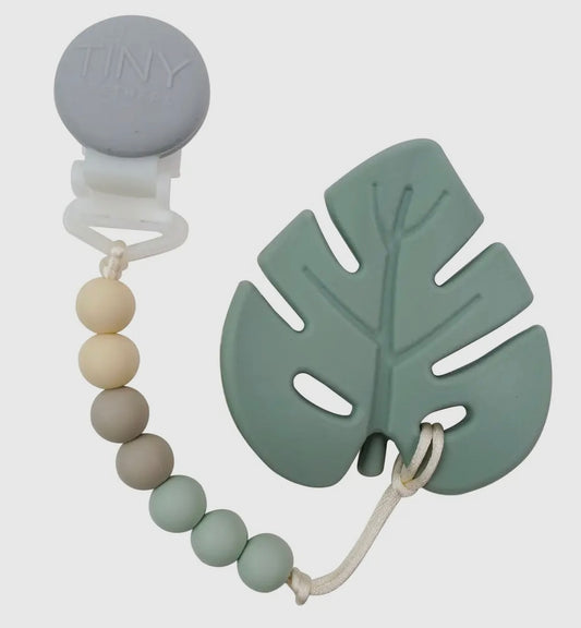 Soothe your baby with our 100% silicone Leaf Teether on a beaded strand. This product is BPA, lead, cadmium, phthalates free.