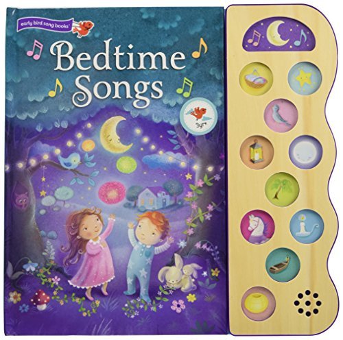 BEDTIME SONGS (EARLY BIRD SONG BOOK). The pages have the lyrics, and the buttons play the melodies!  We've paired 10 soothing lullaby melodies with beautiful illustrations to ensure that bedtime is a special time.  There's an icon on each page that corresponds to the correct audio button, so little ones can practice matching and fine motor skills.  Please note that audio buttons play melodies only, no singing voice.